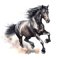 Obraz na płótnie Canvas a watercolor of a horse running