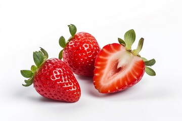 Strawberry isolated on white background.Generative Ai.