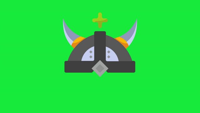 animated viking helmet, isolated on green screen background for content creator