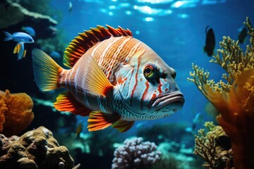 fish on coral reef underwater, AI Generated