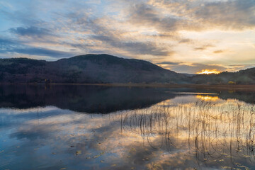 bolu abant lake surroundings and sunset colors