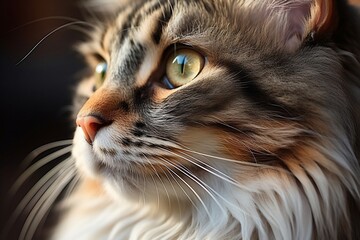 Close-Up Cat Face Bright. Generative AI