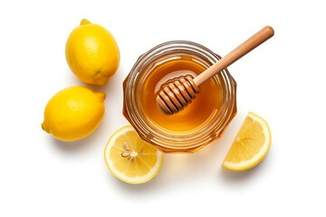 Honey lemon isolated on white background.Generative Ai.