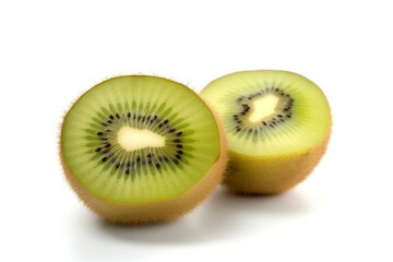 Fototapeta premium Kiwi fruit sliced isolated on white background.Generative Ai.