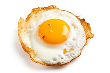 Fried eggs isolated on white background.Generative Ai.