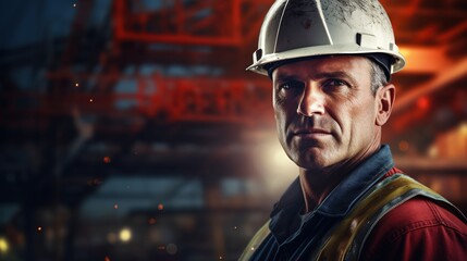 Obraz premium portrait of a man in a helmet with generative ai