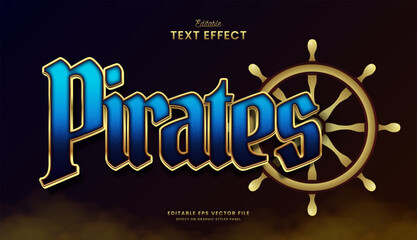decorative editable golden blue pirates text effect vector design