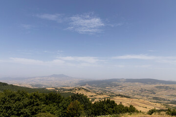 Fototapeta premium landscape with view on wind turbine power plant
