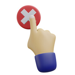 Click Cancel, approved and rejected 3d icon illustration with transparent background
