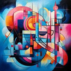 Anaglyphic Turmoil, cyan, magenta , vasily kadinsky 