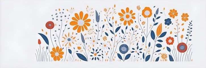 Fototapeten Spring flowers cartoon. AI generated illustration © vector_master
