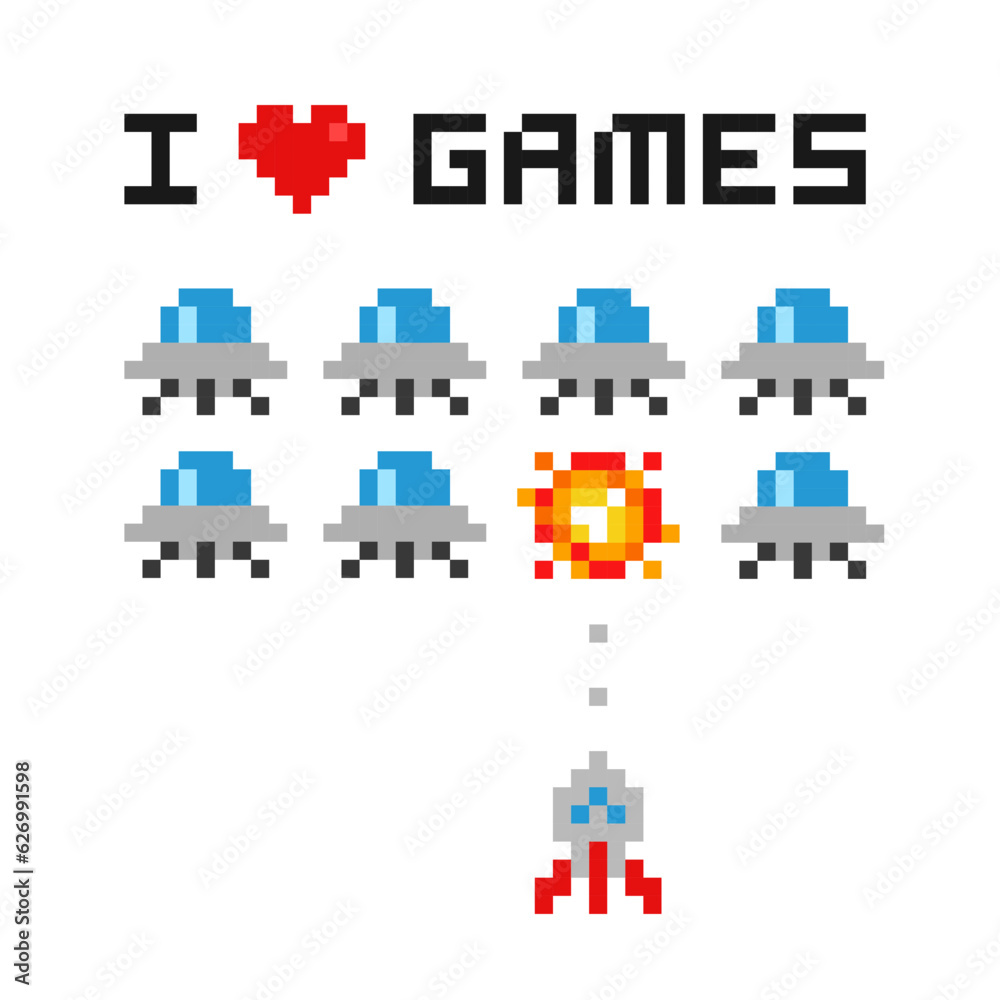 Poster 8-bit computer video game style poster with 