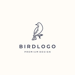 Little bird line art logo vector minimalist illustration design, fly bird animal logo design