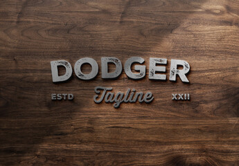 Logo Mockup Template Style Effect Gold Wall Badge Mockup 3D Metal Text Wood Concrete