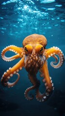 octopus on a coral reef, underwater . AI Generated