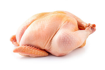 Fresh raw chicken isolated on white background.Generative Ai.