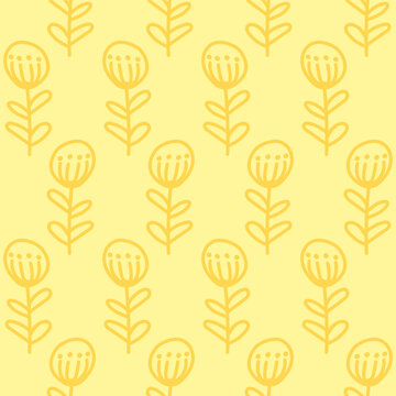 Vector seamless pattern with flower.Tropical jungle cartoon leaf.Pastel plant background.Cute natural pattern for fabric, childrens clothing,textiles,wrapping paper.