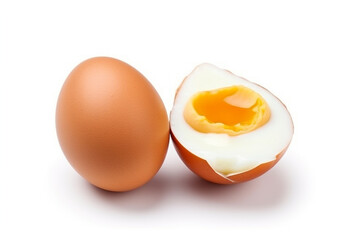 Soft-boiled eggs  isolated on white background.Generative Ai.