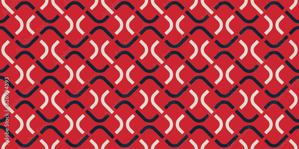Leinwandbilder Abstract geometric seamless pattern, vector elegant color rhythmic repeating texture with wavy intertwining lines ornament