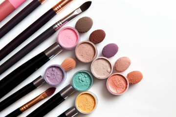 Beautiful make-up isolated on white background.Generative Ai.
