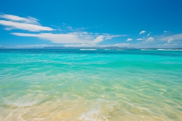 Tropical sea wave with  blue sky.Generative Ai.