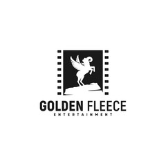 Golden Fleece Logo Inspiration for Entertainment, Winged Sheep, Greek Mythology, Filmstrip