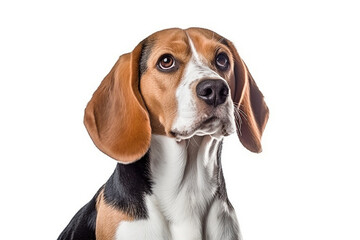 Beagle dog isolated on white background.Generative Ai.