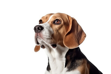 Beagle dog isolated on white background.Generative Ai.