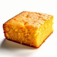 slice of corn cake cornbread isolated on white
