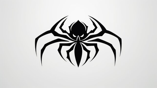 Spider black white tattoo element vector template animal. Generative AI