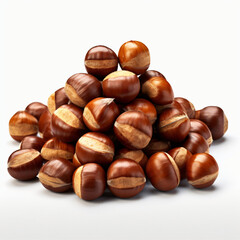 Chestnuts in pile isolated on white 
