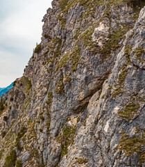 Alpine summer view at Mount Fuessener Joechle , Tannheimer Tal valley, Tyrol, Austria