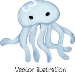 Sea ​​creatures aquatic life cute vector illustration cartoon illustration children's books decoration for various events.