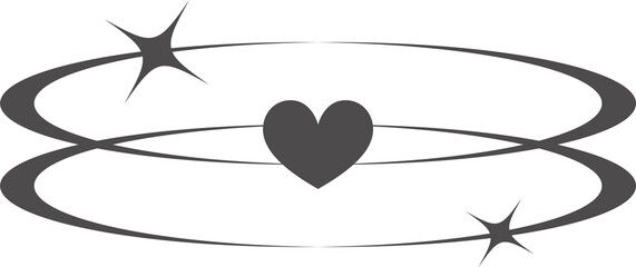 Aesthetic shape with stars and hearts. Minimal lines with sparkles. Abstract modern geometric boho