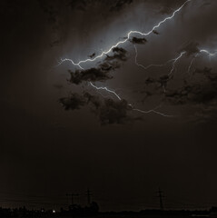Thunderstorm with lightning near Aholming, Bavaria, Germany