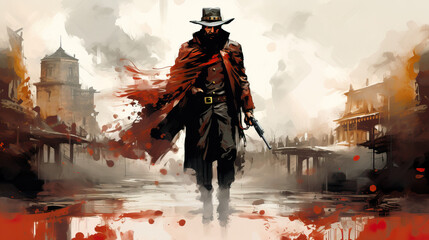 Gunslinger: Vivid Energy and Bold Strokes Characterize this Adobe Stock Illustration