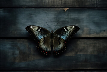 pretty black and blue butterfly. - obrazy, fototapety, plakaty