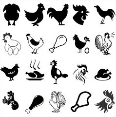 Chicken icon set. vector