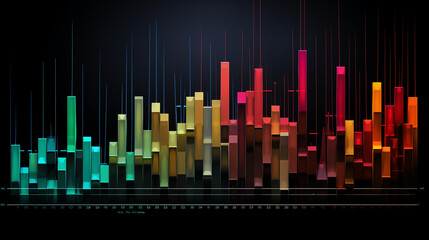 Craft an animated bar chart displaying the daily trading volume and volatility of a popular commodity, with color-coded bars for buy and sell signals. Generative AI