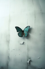 pretty teal colored butterfly. transformation concept art. 