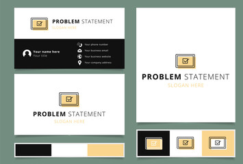 Problem statement logo design with editable slogan. Branding book and business card template.