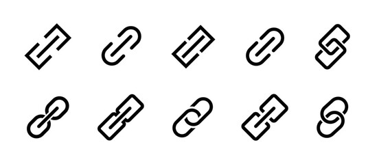 Link icon. URL internet link webpage icon. Hyperlink URL icon collection. Webpage  internet link icons. EPS 10