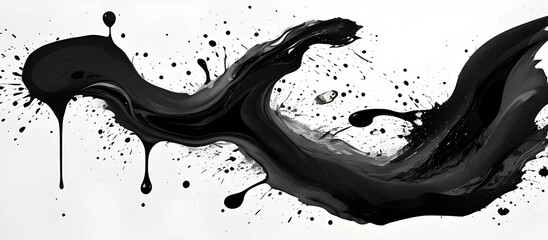 abstract black ink splatter, splotch, blots, smudges, inkblot, splashes on white background