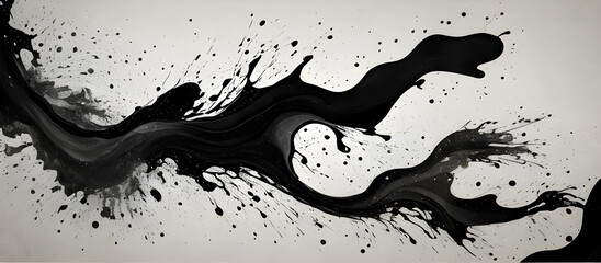 abstract black ink splatter, splotch, blots, smudges, inkblot, splashes on white background