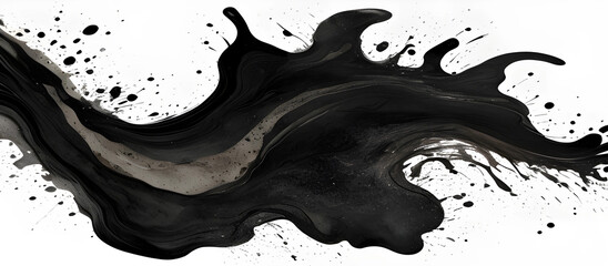 abstract black ink splatter, splotch, blots, smudges, inkblot, splashes on white background