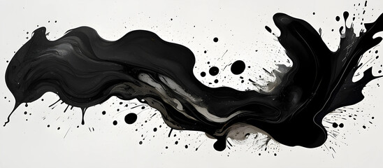 abstract black ink splatter, splotch, blots, smudges, inkblot, splashes on white background