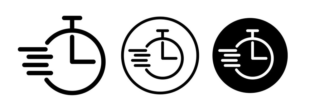 Express icon set. fast delivery time vector symbol. quick or rapid service line icons. faster speed clock sign. rush deadline vector symbol in black color. suitable for mobile app, and website UI desi