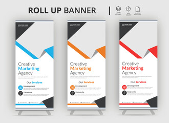  modern x-banner, rectangle size, roll-up banner, brochure, flyer, banner design, industrial, company, Real estate agency roll-up banner design or pull-up banner template
