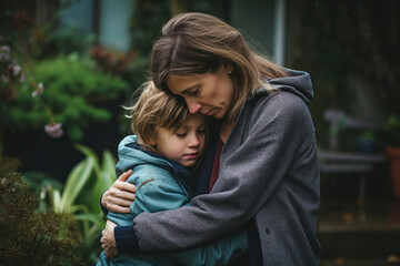 Fototapeta premium parent comforting a child