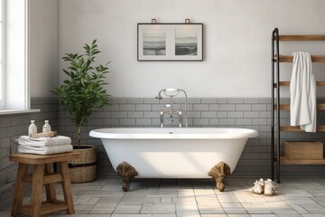 Fototapeta na wymiar Interior design of Bathroom in Farmhouse style with window